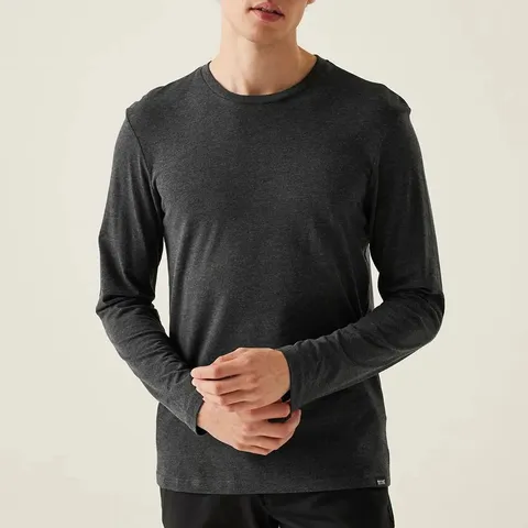 BRAND NEW REGATTA MAYLOW LONG SLEEVE T-SHIRT IN BLACK MARL SIZE 3XL