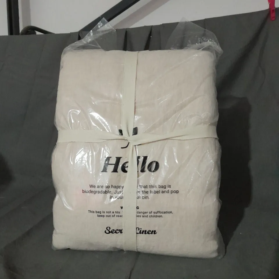 SECRET LINEN STORE 100% LINEN CAFÉ AU LAY DUVET COVER SUPER KING 