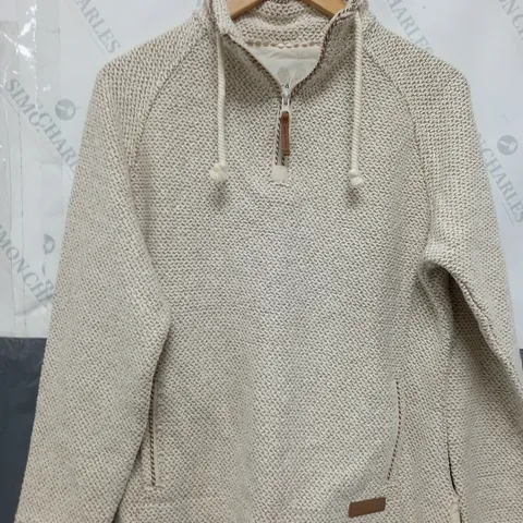 WEIRD FISH QURTER ZIP LONG SLEEVE FLEECE IN POPCORN WHITE - SIZE 12