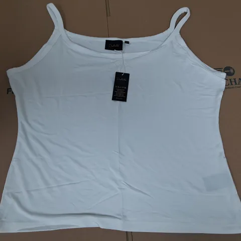 LOT OF 11 BRAND NEW DESTELLO TANK TOPS IN WHITE - UK 18