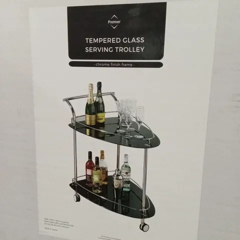 BOXED PREMIER TEMPERED GLASS SERVING TROLLEY