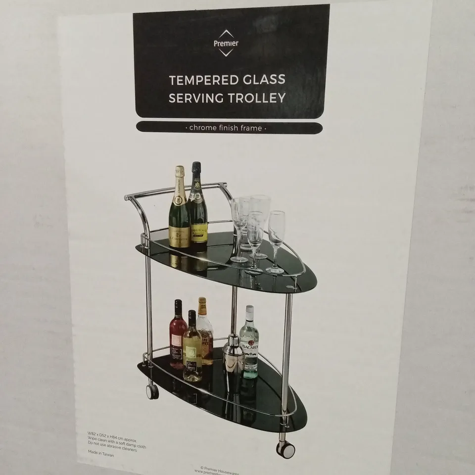 BOXED PREMIER TEMPERED GLASS SERVING TROLLEY