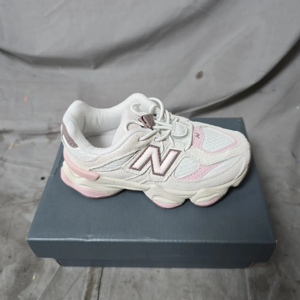 NEW BALANCE KIDS' SNEAKERS – WHITE WITH PINK ACCENTS KIDS 8.5