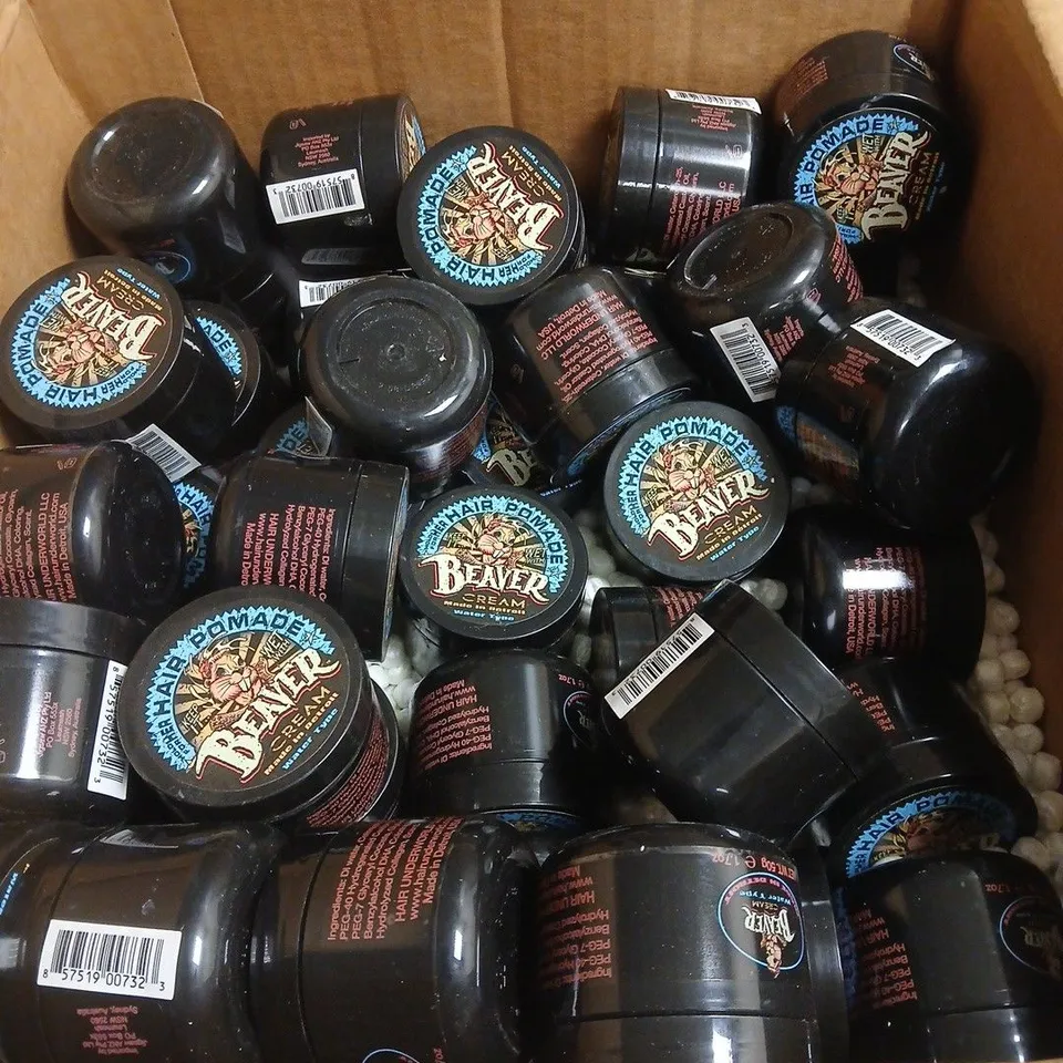 BOX OF APPROXIMATELY 60 X BEAVER CREAM HAIR POMADE WATER TYPE 50G