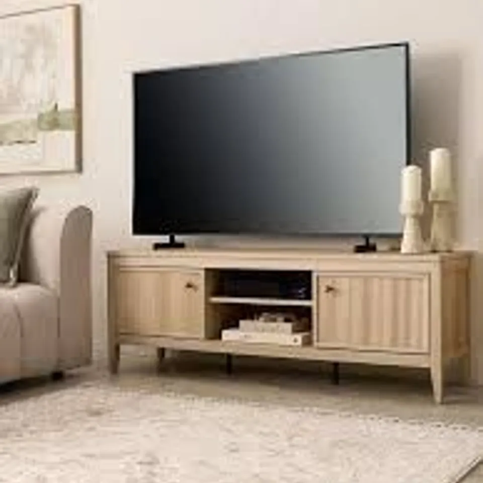 BOXED LINDLEY TV UNIT - FITS UP TO 60 INCH TV - OAK (1 BOX) RRP £149