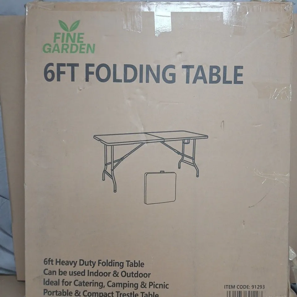 FINE GARDEN 6FT FOLDING TABLE – WHITE, INDOOR/OUTDOOR (GARDEN FURNITURE)