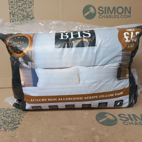 BHS LUXURY NON-ALLERGENIC STRIPE PILLOW PAIR