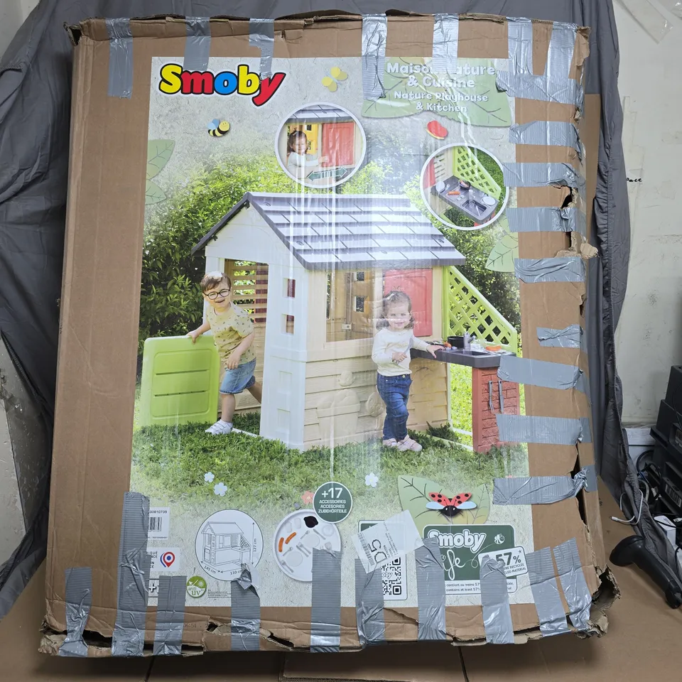 BOXED SMOBY LIFE NATURE PLAYHOUSE WITH SUMMER KITCHEN - COLLECTION ONLY 