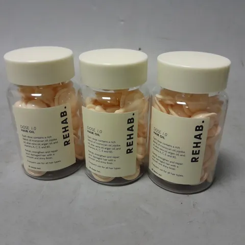 LOT OF 3 REHAB 30 DOSE 1.0 HAIR OIL AMPOULES