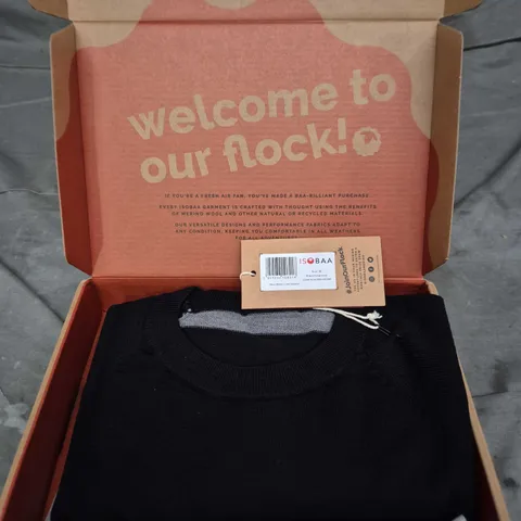 ISOBAA MENS CREW BLACK KNIT SWEATER – SIZE M