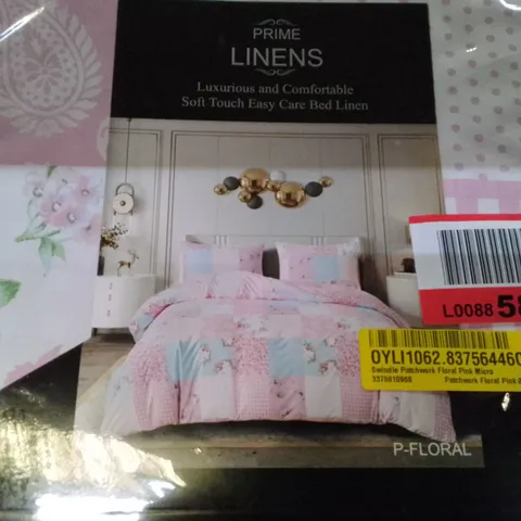 BAGGED SWINDLE PATCHWORK FLORAL PINK MICRO SINGLE DUVET SET