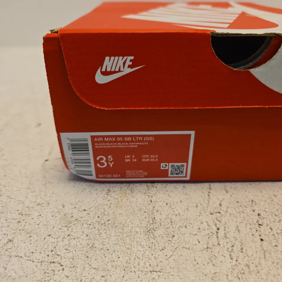 NIKE AIR MAX 95 GS KIDS' TRAINERS – BLACK, UK 3Y