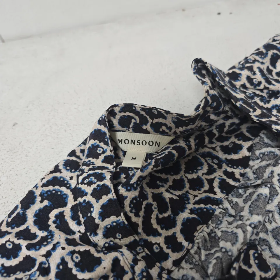 MONSOON WOMEN'S PATTERNED SHIRT - BLUE & WHITE, UK SIZE M