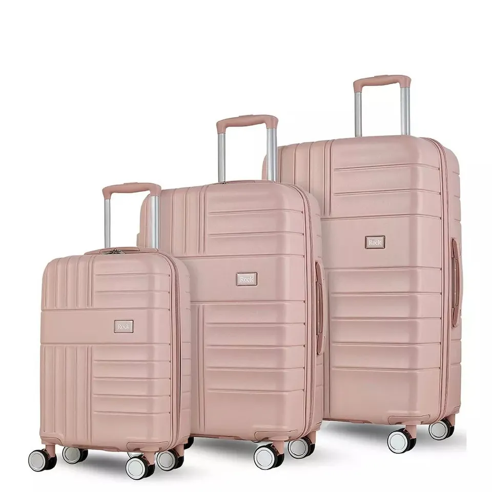 BOXED ROCK LUGGAGE ASPEN PINK 3PC SET