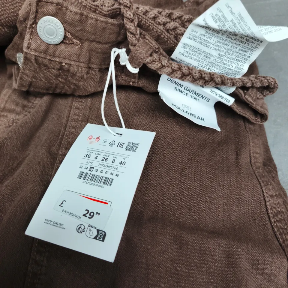PULL&BEAR BROWN DENIM TROUSERS – UK 8 (EU 36)