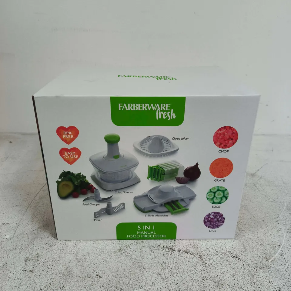 SEALED FARBERWARE 5 IN 1 MANUAL FOOD PROCESSOR  