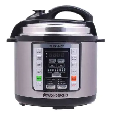BOXED WONDERCHEF NUTRI-POT 3L AUTOMATIC PROGRAMMABLE ELECTRIC COOKER, 7 IN 1 - SILVER (1 BOX)