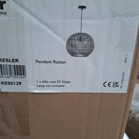 DAR LIGHTING KESLER RATTAN PENDANT KES0129