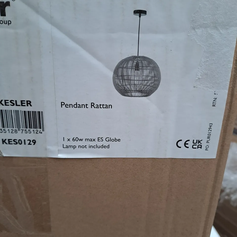 DAR LIGHTING KESLER RATTAN PENDANT KES0129
