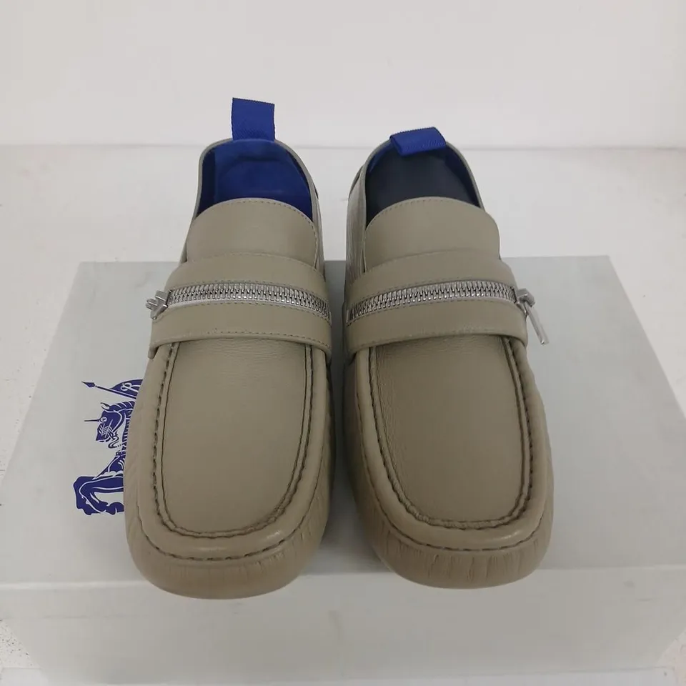 BURBERRY LEATHER LOAFERS – TAUPE, UK 8 (EU 42) – MEN'S