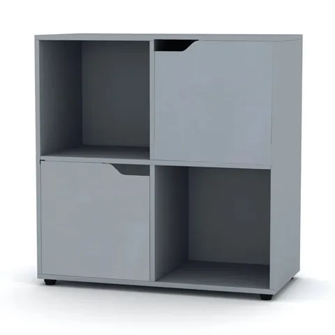 BOXED SQUARE 4 CUBE ANTHRACITE/OAK BOOKCASE + 2 GREY DOORS