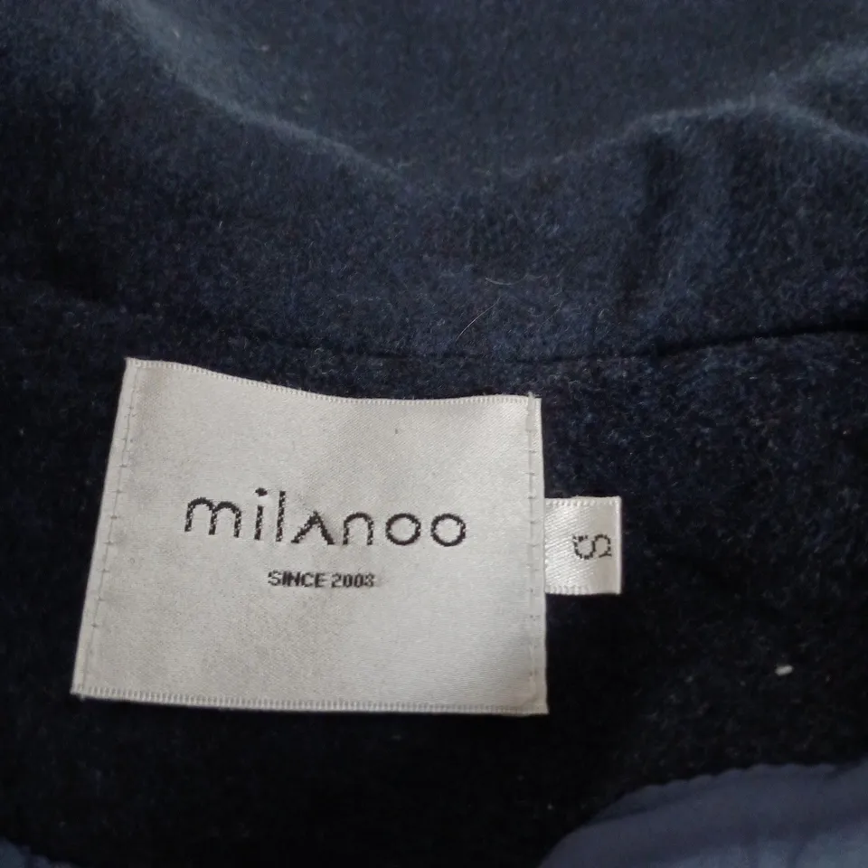 MILANOO NAVY LONG COAT – SIZE S (SMALL) 
