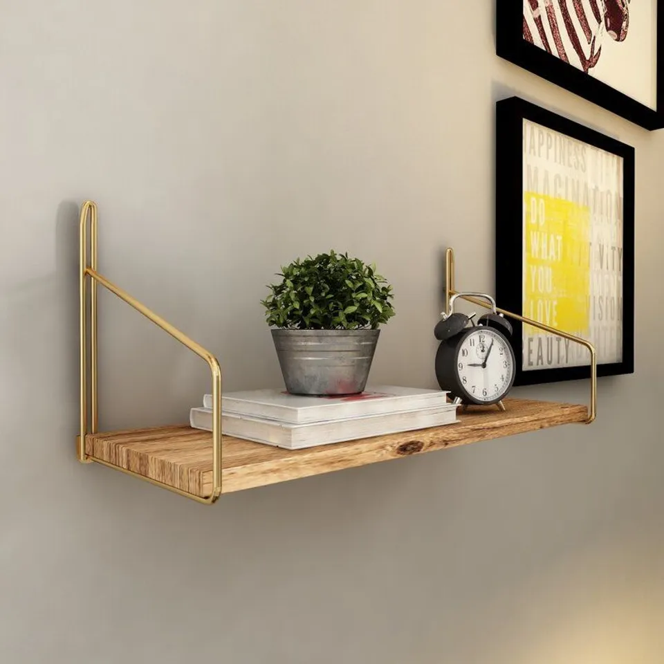 BOXED GRACEVILLE 2 PIECE SOLID WOOD FLOATING SHELF 