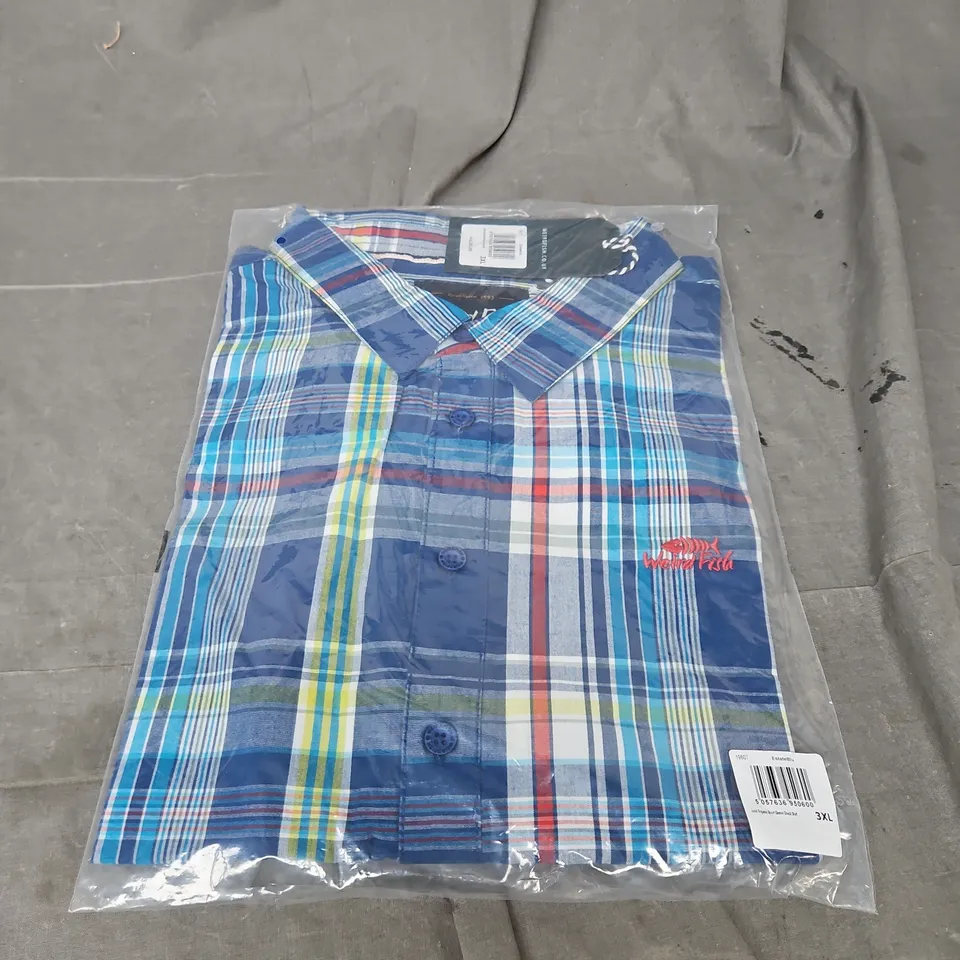 BAGGED WEIRD FISH JUDD ORGANIC SHORT SLEEVE SHIRT IN CHECK MULTI SIZE 3XL