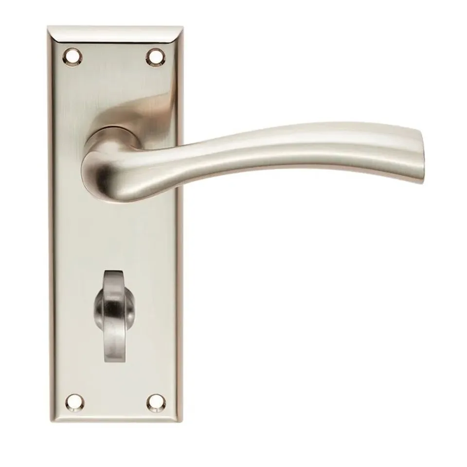 BOXED CINQUANTA  BATHROOM DOOR HANDLE SET SATIN NICKEL