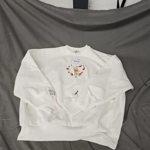 DISNEY X SKINNY DIP WINNIE THE POOH STRAWBERRY STEATSHIRT IN ECRU SIZE XS