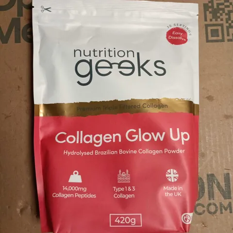 NUTRITION GEEKS COLLAGEN GLOW UP – HYDROLYSED BRAZILIAN BOVINE COLLAGEN POWDER, 420G