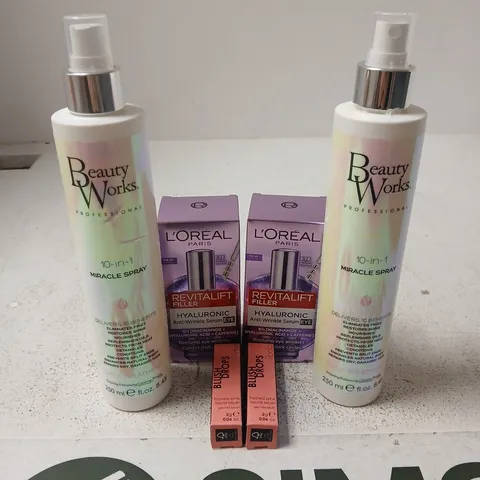 6 ASSORTED PRODUCTS TO INCLUDE 2 X BEAUTY WORKS MIRACLE SPRAY, 2 X L'OREAL ANTI WRINKLE EYE SERUM, 2 X RODIAL BLUSH DROPS 