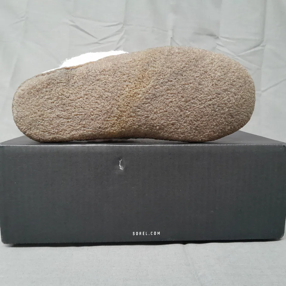BOXED PAIR OF SOREL NAKISKA SLIDE II SLIPPERS IN GREY UK SIZE 6