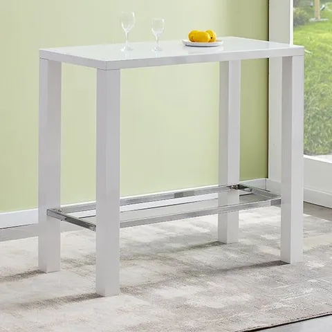 BOXED JAM HIGH BAR TABLE RECTANGULAR IN WHITE GLOSS AND GLASS (2 BOXES)