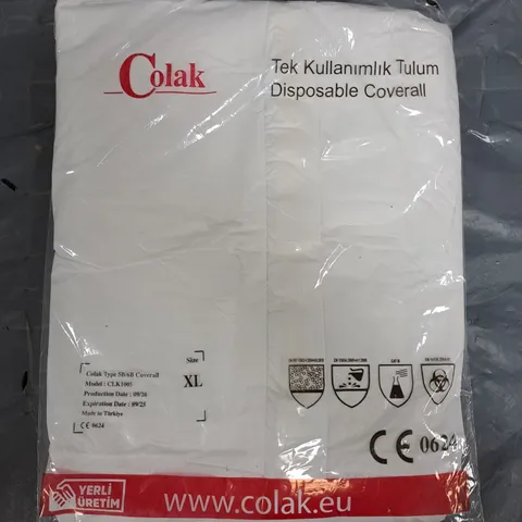 APPROXIMATELY 30 SEALED COLAK DISPOSABLE OVERALLS - XL