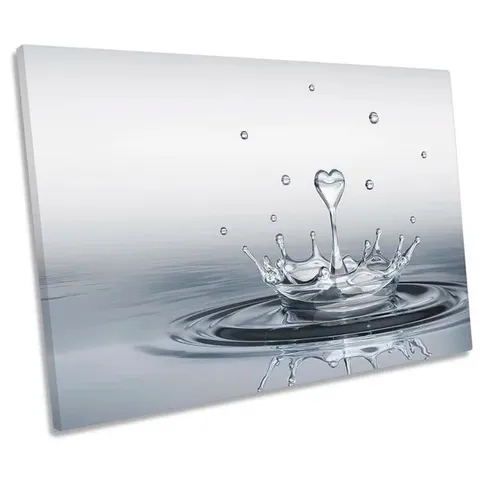 WATER SPLASH HEART BATHROOM - WRAPPED  CANVAS PRINT 