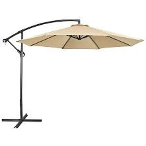 BOXED YAHEETECH CANTILEVER PARASOL UMBRELLA 3M OUTDOOR SUN SHADE - TAN (1 BOX)