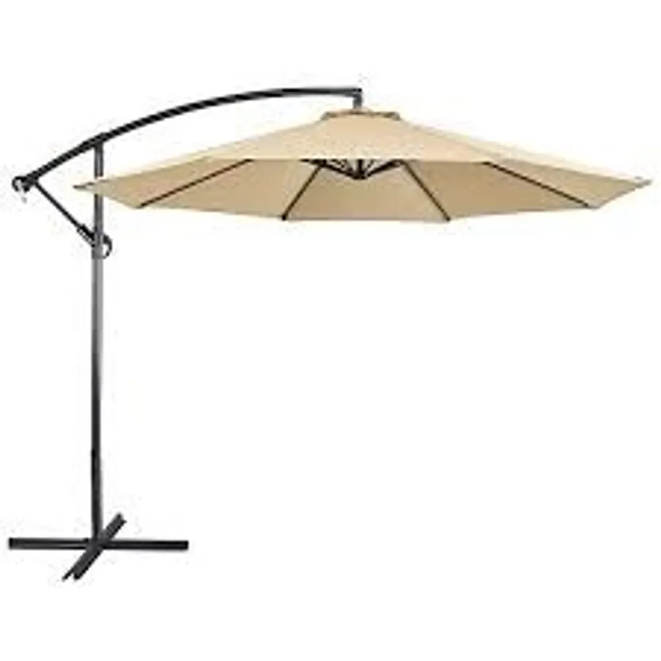 BOXED YAHEETECH CANTILEVER PARASOL UMBRELLA 3M OUTDOOR SUN SHADE - TAN (1 BOX)