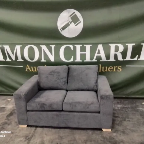 DESIGNER VALENCIA GREY FABRIC TWO SEATER SOFA