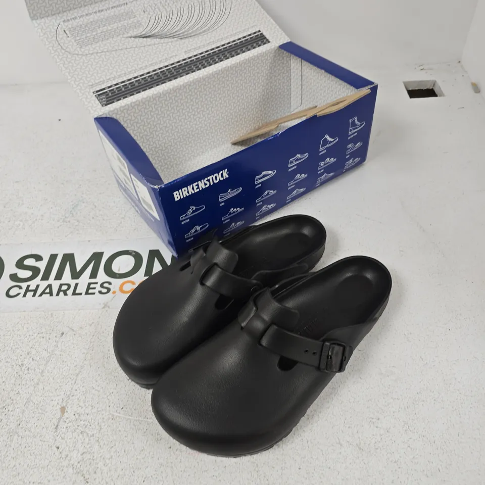 BIRKENSTOCK BOSTON EVA SANDALS – BLACK, UK 10.5 (EU 45) – WITH BOX
