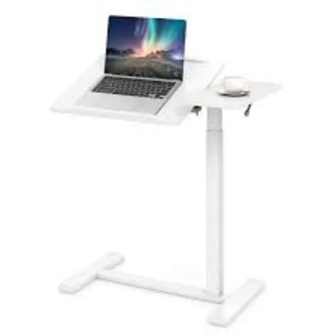 BOXED MOBILE OVER BED DESK, HEIGHT ADJUSTABLE STANDING LAPTOP CART