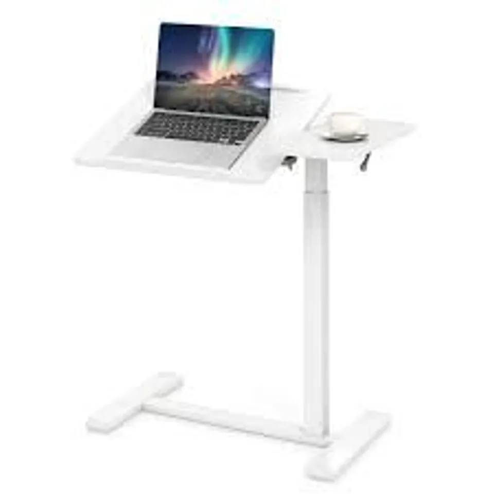 BOXED MOBILE OVER BED DESK, HEIGHT ADJUSTABLE STANDING LAPTOP CART