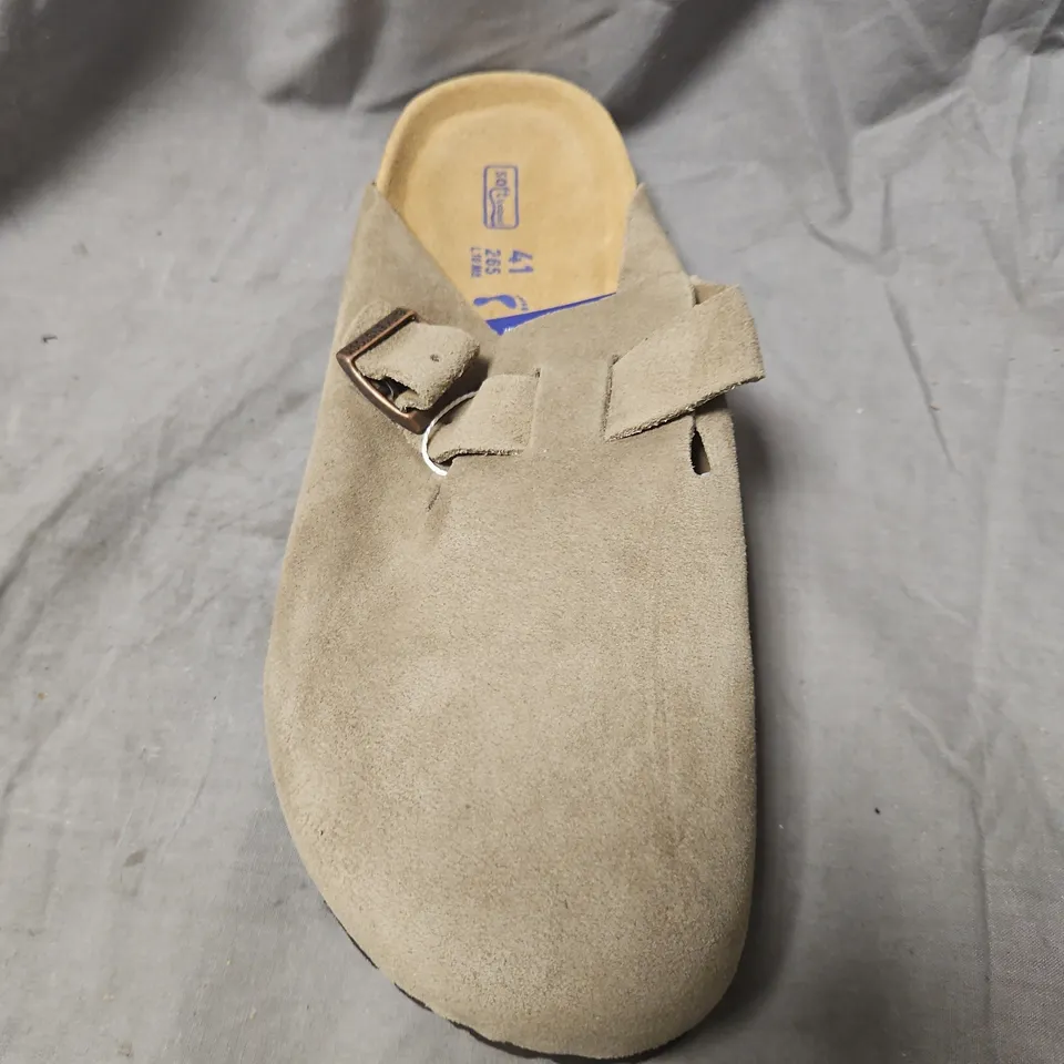 BIRKENSTOCK BOSTON BS TAUPE SUEDE CLOGS, UK 7 (EU 41)