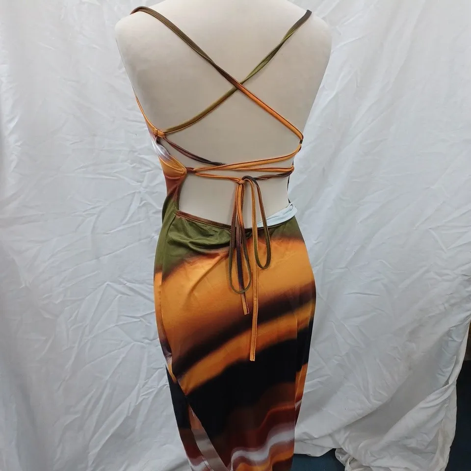 MULTI COLOURED DRESS WITH TIE BACK