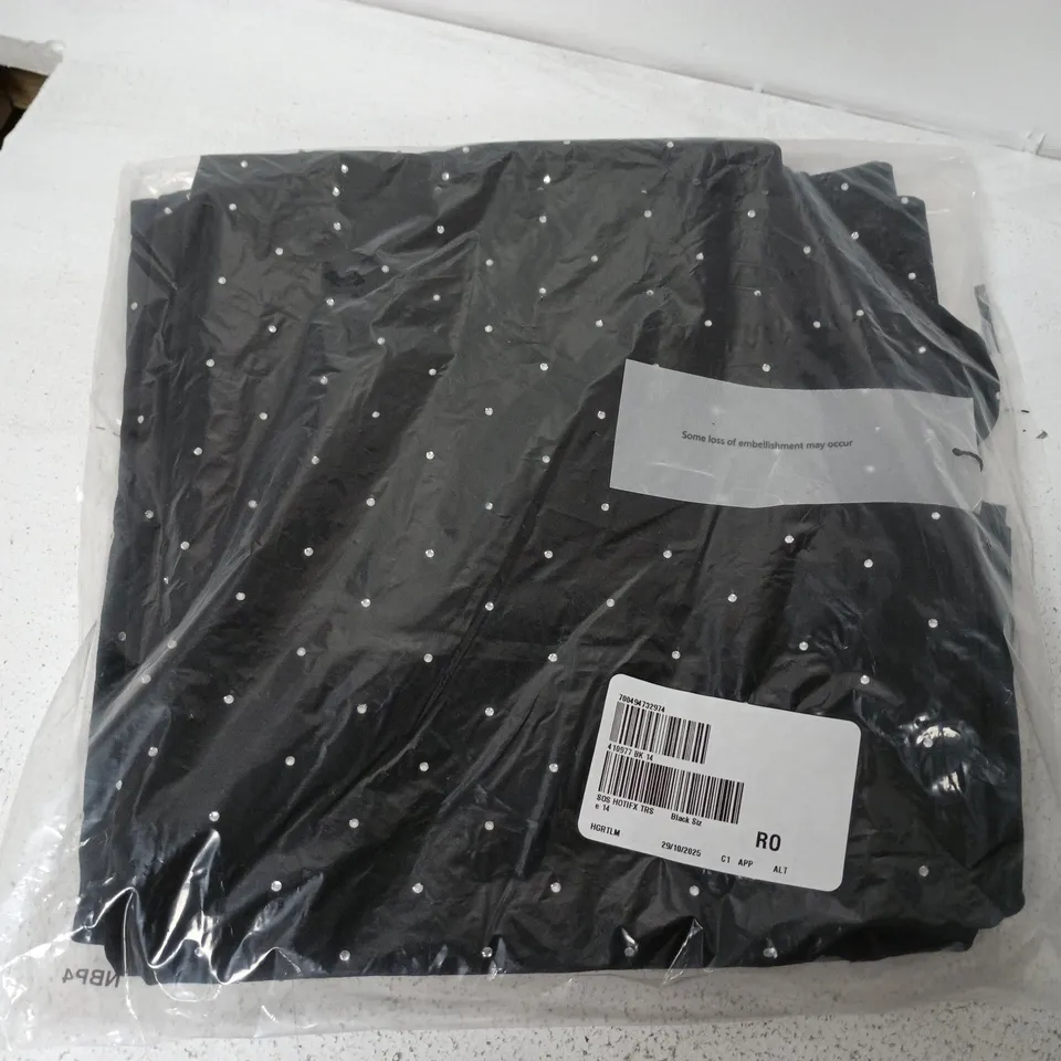 BAGGED SOSANDER HOTFIX TROUSERS IN BLACK - SIZE 14
