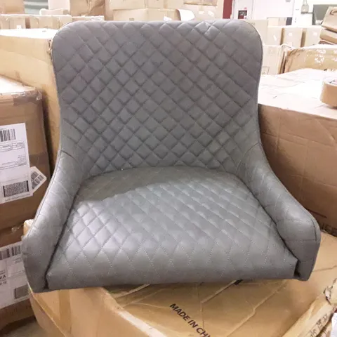 BOXED SET OF 2 UPHOLSTERED FAUX LEATHER DINING CHAIRS - GREY (1 BOX)