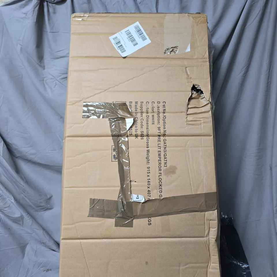 9FT PRE-LIT FLOCKED EMPEROR GARLAND