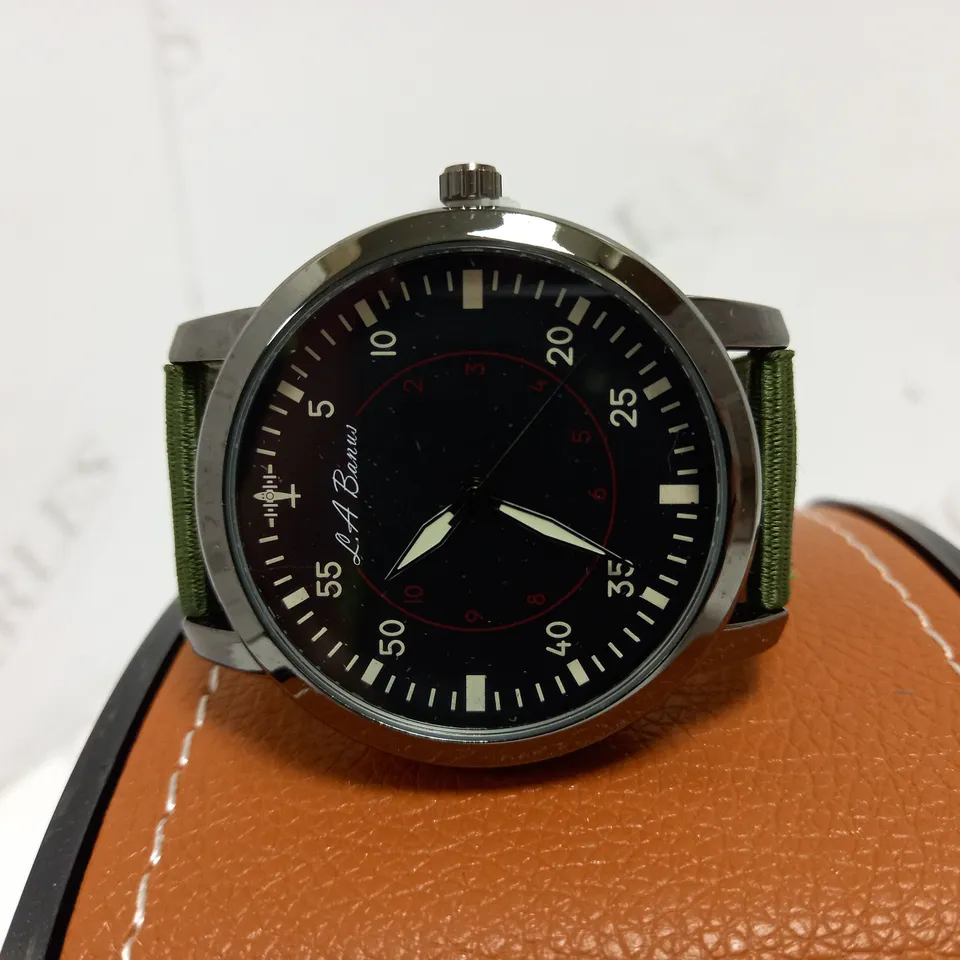 LA BANUS GREEN FABRIC STRAP WATCH