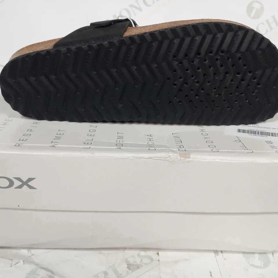 BOXED PAIR OF GEOX WOMENS BRIONIA SANDALS IN BLACK UK SIZE 6
