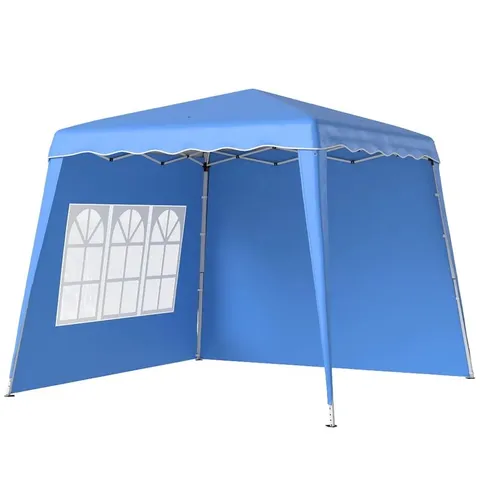 BOXED OUTSUNNY 2.4 X 2.4M TWO WALL POP UP GAZEBO - BLUE (1 BOX)